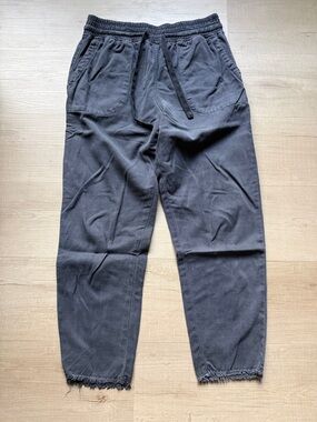 Zara - Elastic Waist Pants with Raw Hem - Gray/Faded Black - size Small